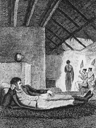 Park Resting in a Native Hut During His Travels